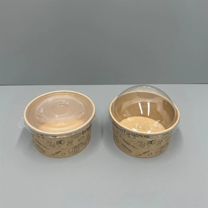 PP および PET の蓋が付いている 400ml の印刷されたクラフト フード ボウル